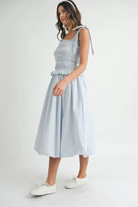 MABLE Smocked Bodice Bubble Midi Dress - Brittney MADE