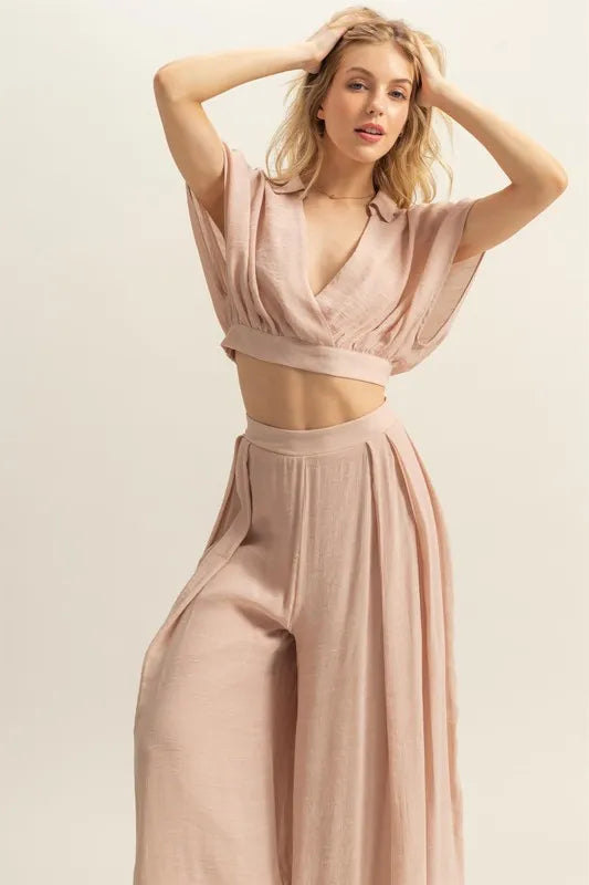 HYFVE Kimono Sleeve Crop Top and Wide Leg Pants Set - Brittney MADE