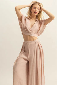 HYFVE Kimono Sleeve Crop Top and Wide Leg Pants Set - Brittney MADE