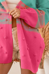 BiBi Color Block Ponpon Sweater Cardigan - Brittney MADE