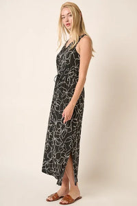 Mittoshop Side Slit Flower Print V-Neck Sleeveless Dress - Brittney MADE