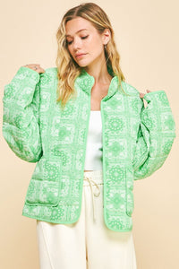 Davi & Dani Vintage Print Open Front Jacket with Pockets - Brittney MADE