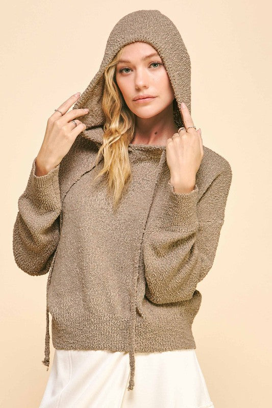 Davi & Dani Drop Shoulder Long Sleeve Hooded Sweater - Brittney MADE