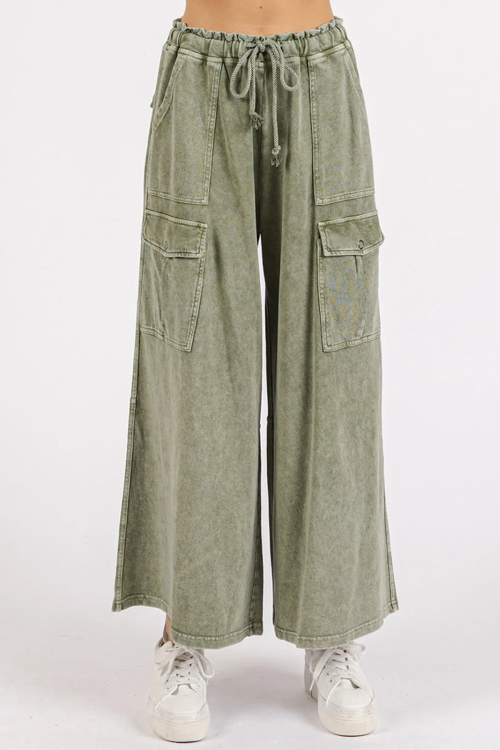Mittoshop French Terry Cargo Wide Leg Pants - Brittney MADE