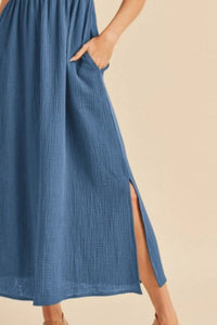 Aemi + Co Side Slit Round Neck Sleeveless Tank Dress - Brittney MADE