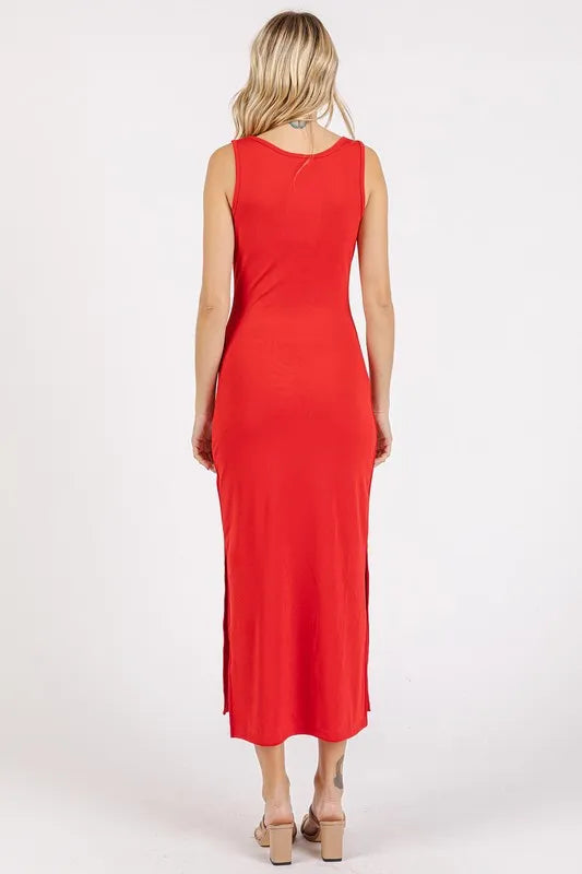 Mittoshop Side Slit Wide Strap Midi Tank Dress - Brittney MADE