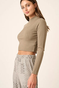 Mittoshop Mock Neck Long Sleeve Crop Knit Top - Brittney MADE