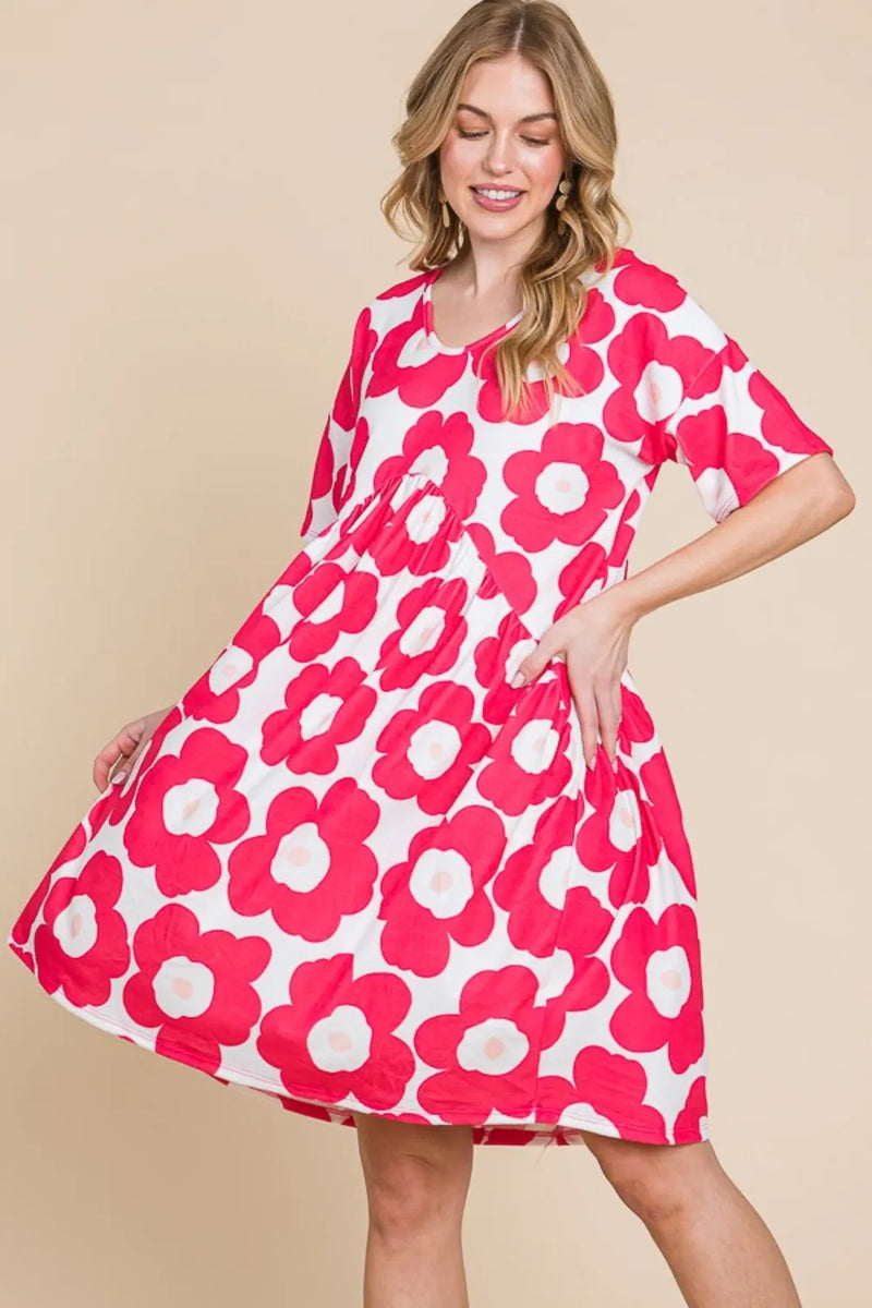 BOMBOM Flower Print Ruched Dress - Brittney MADE