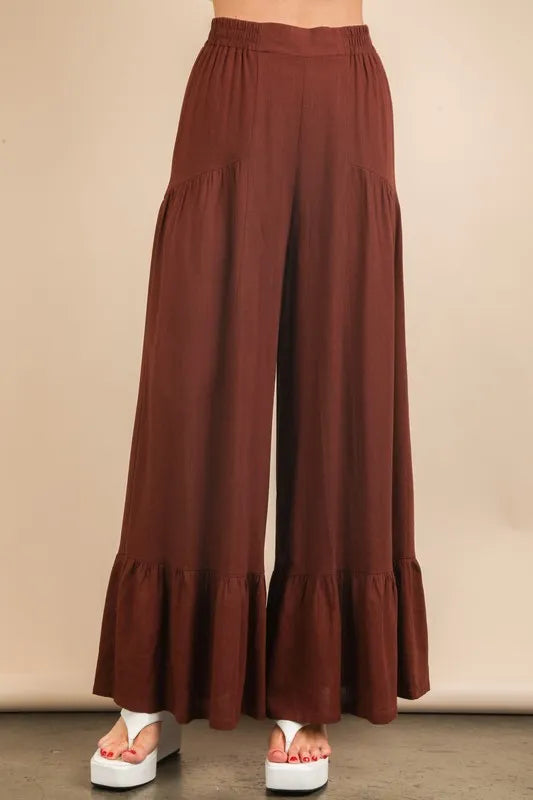 VERY J Palazzo Elastic Waist Comfy Pants - Brittney MADE