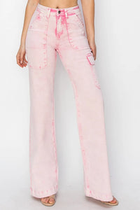 RISEN Full Size High Rise Cargo Pocket Jeans - Brittney MADE
