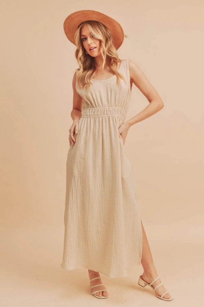 Aemi + Co Side Slit Round Neck Sleeveless Tank Dress - Brittney MADE