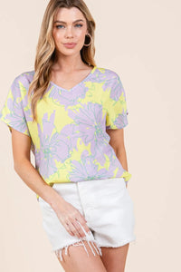 BOMBOM Floral Short Sleeve T-Shirt - Brittney MADE