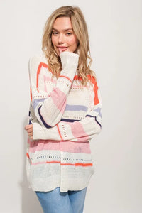 And The Why Abstract Striped Light Weight Loose Sweater - Brittney MADE