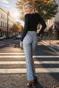 Heimish Full Size Plaid Flare Pants with Wide Waist Band Plus Size - Brittney MADE