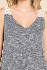 Culture Code Contrast Eyelet Strap Slit Ribbed Tank - Brittney MADE