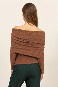 HYFVE Fuzzy Off Shoulder Textured Knit Top - Brittney MADE