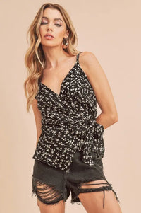 Aemi + Co Ditsy Floral Surplice Adjustable Straps Cami - Brittney MADE