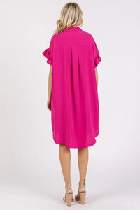 Mittoshop Button Down Flounce Sleeve Dress with Pockets - Brittney MADE
