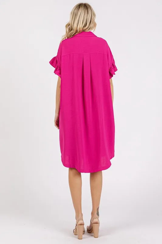 Mittoshop Button Down Flounce Sleeve Dress with Pockets - Brittney MADE