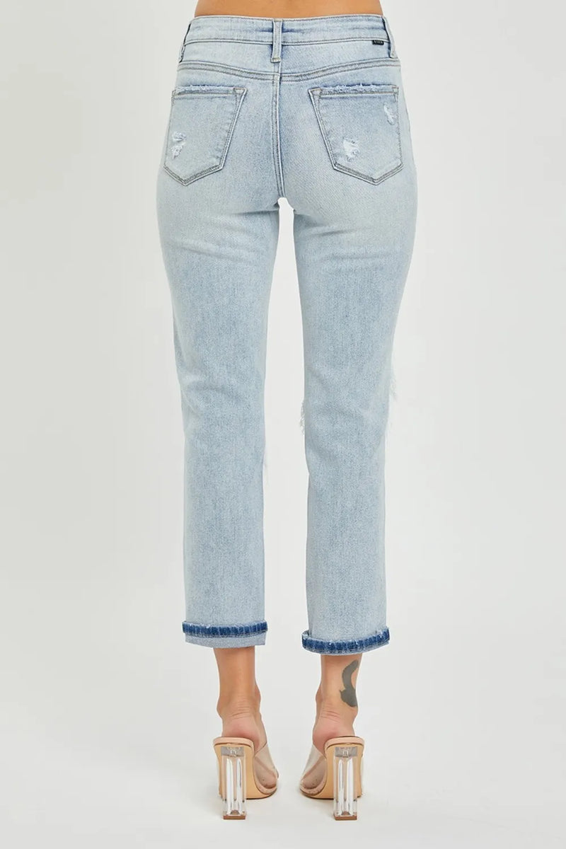 RISEN Mid-Rise Sequin Patched Jeans - Brittney MADE