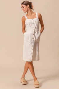 SO ME Button Down Pocket Front Pinafore Dress - Brittney MADE