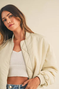 MABLE Back Ruched Utiltiy Bomber Jacket - Brittney MADE