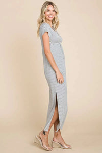 Culture Code Full Size Striped Twisted Detail Dress - Brittney MADE