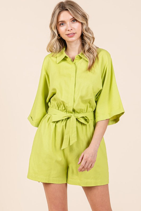Mittoshop Tie Waist Half Sleeve Romper - Brittney MADE