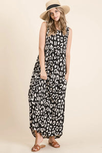 BOMBOM Leopard Maxi Dress with Pockets - Brittney MADE