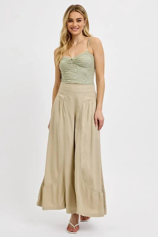 RISEN Shirring Detail Wide Leg Pants - Brittney MADE