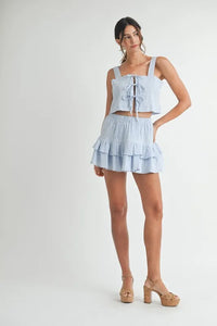 MABLE Gingham Plaid Crop Top and Mini Skirt Set - Brittney MADE