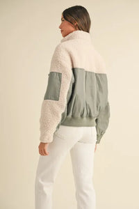 MABLE Shearling Contrast Bomber Jacket - Brittney MADE