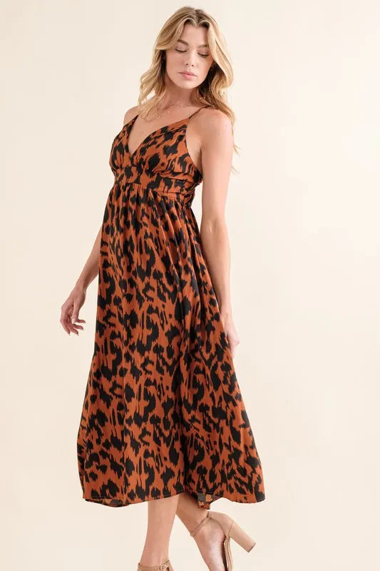 And The Why Leopard Print Plunge Maxi Dress - Brittney MADE