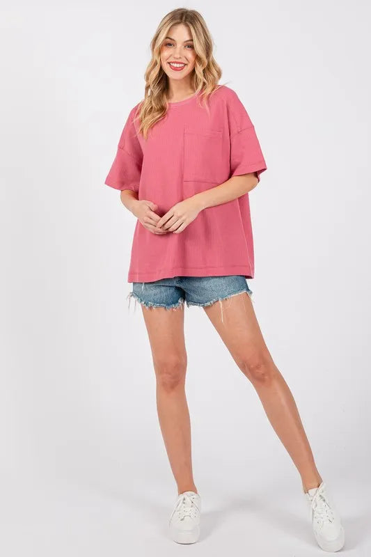 Cesfemme Textured Drop Shoulder T-Shirt - Brittney MADE