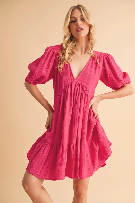 Aemi+Co Tied Back Ruffled Short Sleeve Mini Dress - Brittney MADE