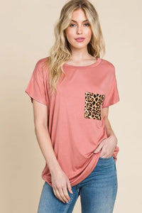 BOMBOM Leopard Chest Pocket Tee - Brittney MADE