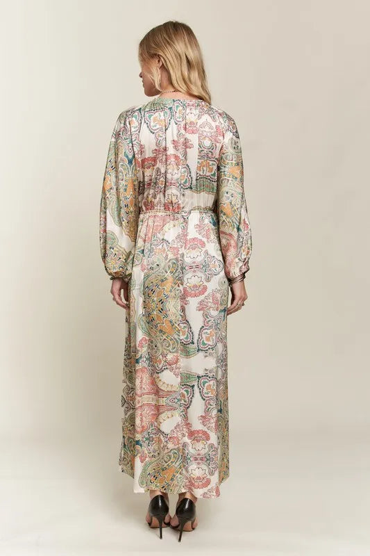 ADORA Printed V-Neck Batwing Sleeve Dress - Brittney MADE