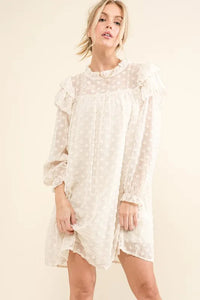 And The Why Ruffle Shoulder with Textured Woven Dress - Brittney MADE