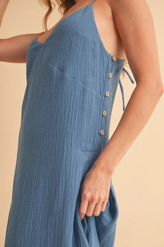 Aemi+Co Side Button Midi Cami Dress - Brittney MADE