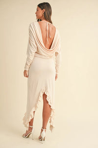Mable Backless Asymmetric Ruffle Hem Dress - Brittney MADE