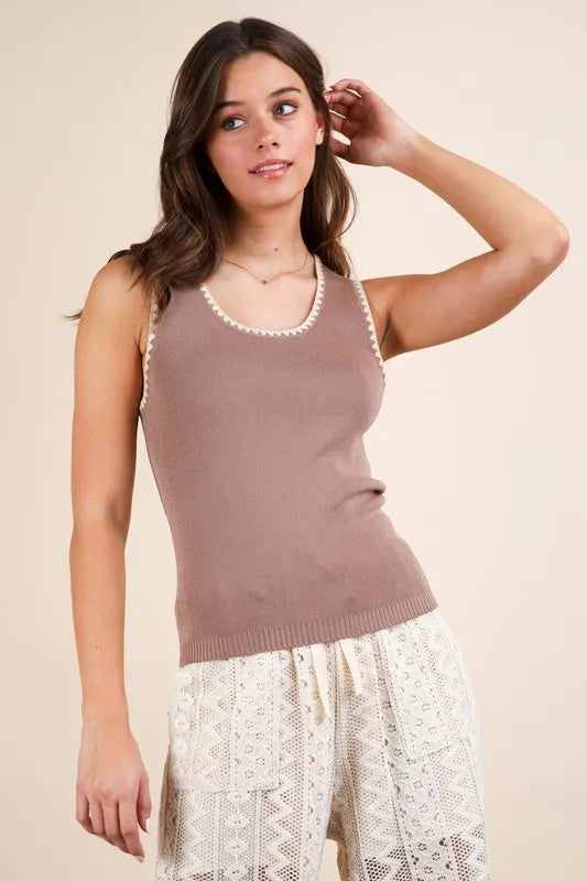 VERY J Blanket Style Sleeveless Knit Tank - Brittney MADE