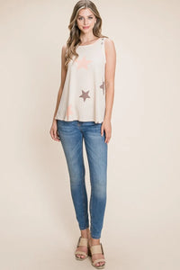 BOMBOM Star Print Round Neck Tank - Brittney MADE