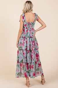 Mittoshop Layered Floral Sweetheart Neck Maxi Dress - Brittney MADE