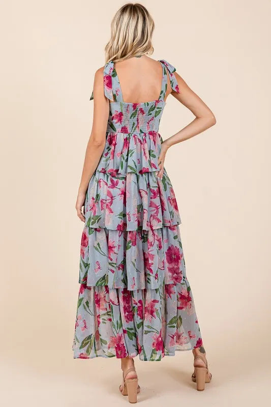 Mittoshop Layered Floral Sweetheart Neck Maxi Dress - Brittney MADE