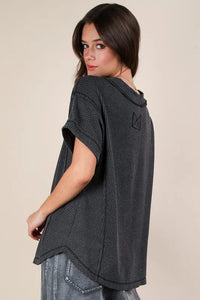 VERY J Plus Size Soft Two Tone Casual Comfy Ribbed Knit Top - Brittney MADE