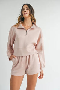 MABLE Half Zip Sweatshirt and Shorts Set - Brittney MADE