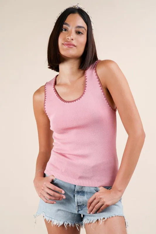 VERY J Blanket Style Sleeveless Knit Tank - Brittney MADE