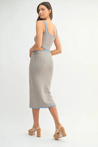 MABLE Multi Color Chevron Knit Bodycon Midi Dress - Brittney MADE