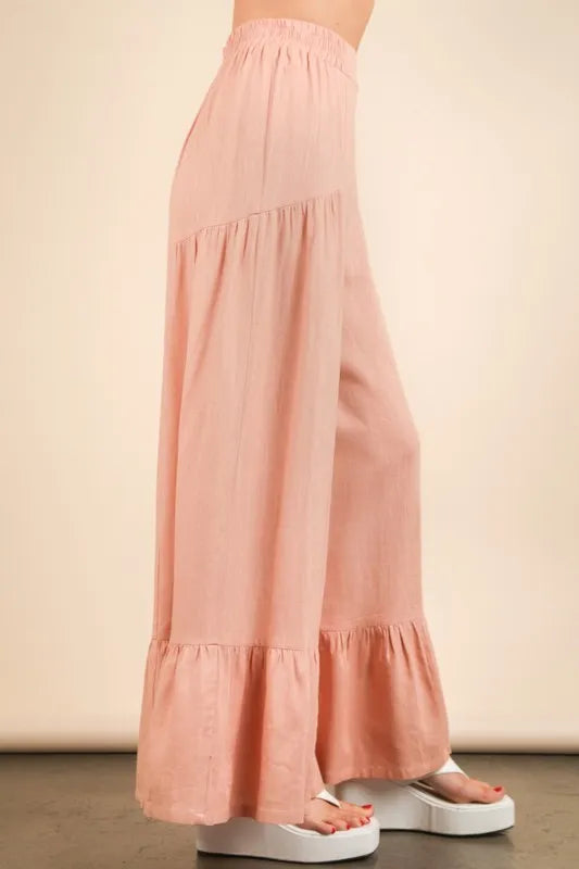 VERY J Palazzo Elastic Waist Comfy Pants - Brittney MADE