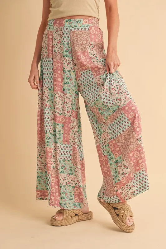Aemi+Co Printed Wide Leg Pants - Brittney MADE